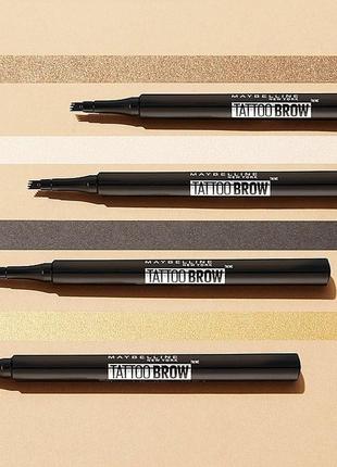 Фломастер для бровей maybelline new york tattoo brow microblade ink pen 130 - deep brown6 фото