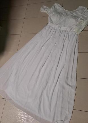 Біла довга мереживна святкова сукня великого 24 розміру5 фото