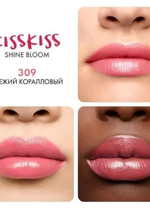 Помада для губ guerlain kisskiss shine bloom lipstick 309 - fresh coral