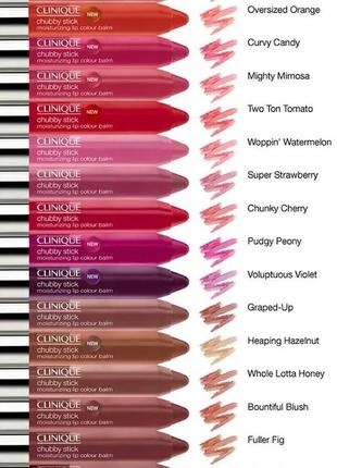 Помада-блеск для губ clinique chubby stick moisturizing lip colour balm 13 - mighty mimosa8 фото