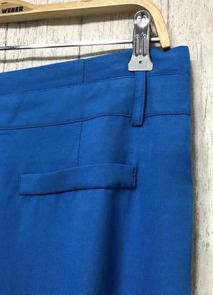 Suncoo paris шёлковые льняные дизайнерские брюки штаны с защипами лёгкие синие4 фото