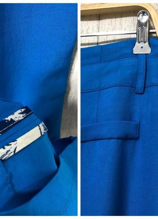 Suncoo paris шёлковые льняные дизайнерские брюки штаны с защипами лёгкие синие3 фото