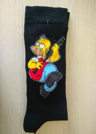 Унисекс.носки с логотипом симпсоны симпсон, черный, новые1 фото