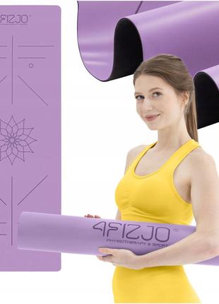 Коврик (мат) спортивный 4fizjo pu 183 x 68 x 0.4 см для йоги и фитнеса violet (p-5907739319548)