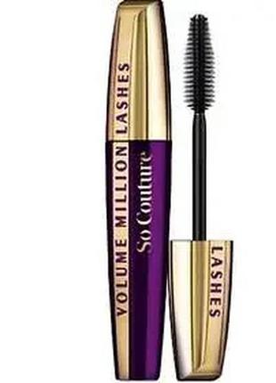 Туш l'oreal paris volume million lashes so couture black (чорний)