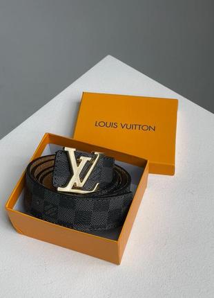 Ремінь louis vuitton leather belt chess grey/silver