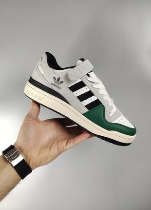 Мужские кроссовки adidas forum white green ⚪🟢