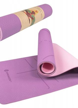 Коврик (мат) для йоги та фітнесу springos tpe 6 мм yg0015 purple/pink5 фото
