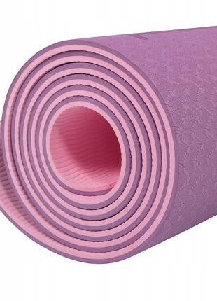 Коврик (мат) для йоги та фітнесу springos tpe 6 мм yg0015 purple/pink9 фото