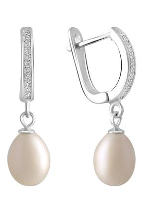 Срібні сережки високої якості з натуральними перлами (2122296)