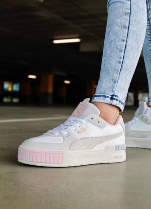 Puma cali sport mix white grey pink 🆕 женские кроссовки  пума кайли 🆕 белые/серые/розовые4 фото