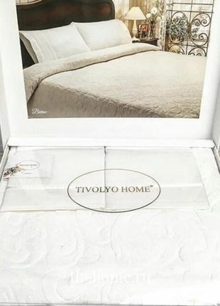 Двоспальний євро комплект – tivolyo home baroc cream + махрове покривало1 фото