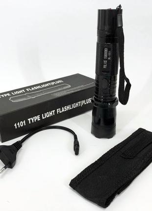 Светодиодный фонарь тактический police bl-1101 зу 220в + чехол, фонарь ручной тактический