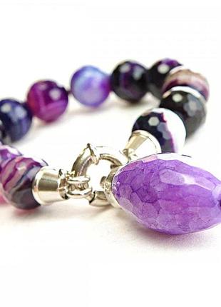 Браслет на резинке фиолетовый агат