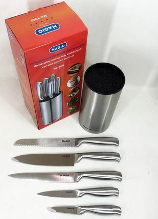 Универсальный кухонный ножевой набор magio mg-1093 5 шт, набор ножей для кухни, кухонные ножи7 фото