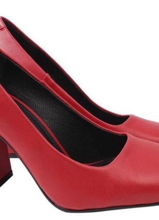 Туфли женские из натуральной кожи, на большом каблуке, цвет красный, турция da cota, 37