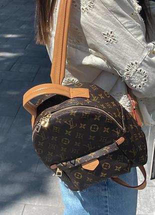 Рюкзак в стиле louis vuitton средний шоколадный коричневого цвета вместительный8 фото