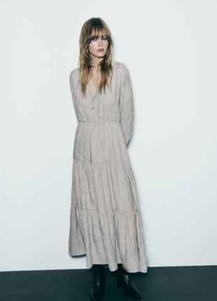 Длинное платье макси бежевый цвет zara