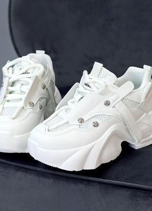 Белые кроссовки lauren на платформе, эко-кожа 36-41р код 203611 фото
