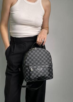 Женский рюкзак в стиле louis vuitton черный серый средний6 фото