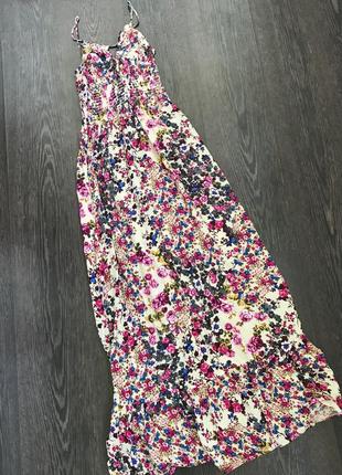 Красивое длинное платье сарафанс воланом в цветы с8 фото