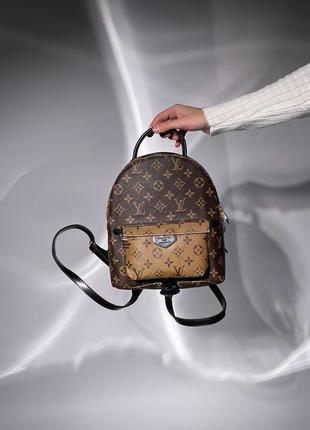 Рюкзак в стилі louis vuitton беж шоколад коричневий середній луі вітон9 фото