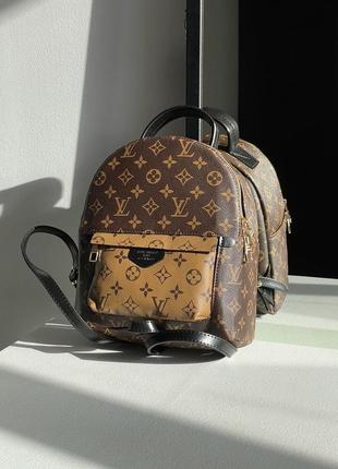 Рюкзак в стилі louis vuitton беж шоколад коричневий середній луі вітон4 фото