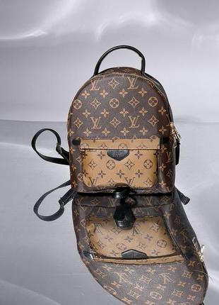 Рюкзак в стилі louis vuitton беж шоколад коричневий середній луі вітон6 фото