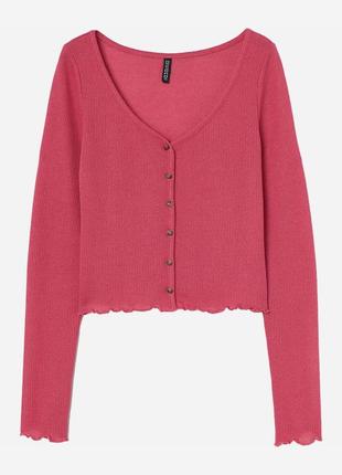 Кофта накидка розовая топ с рукавами на пуговицах h&m