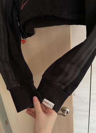 Кофта свитшот укороченный с капюшоном черный adidas fiorucci5 фото
