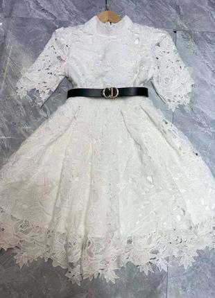 Сукня в стилі dior органза клеш нарядна оливка чорна біла4 фото