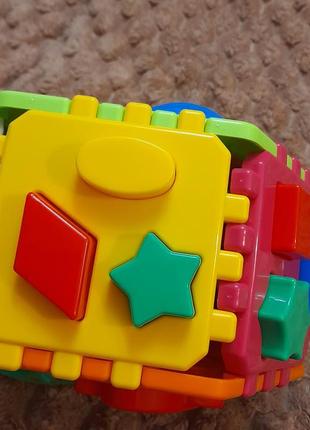 Развивающая, игрушка шестигранный сортер, фигуры, звери, цвета 1-4 года5 фото
