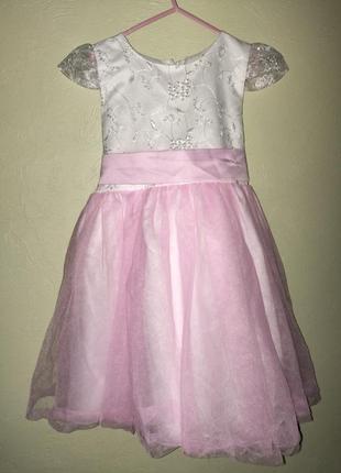 Детское праздничное карнавальное платье розовое платье