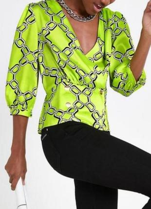Яскрава сатинова жіноча блузка2 фото