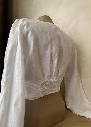 Блуза з v вирізом льон3 фото