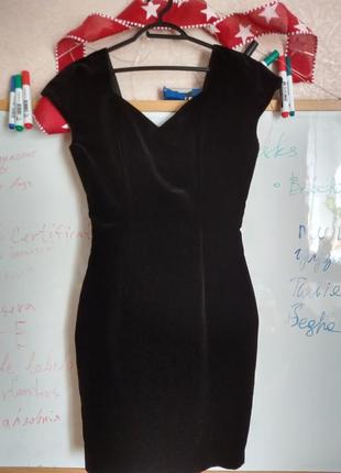 Вінтажна велюрова маленька чорна сукня3 фото