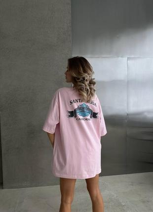 Футболка женская оверсайз однотонная с принтом качественная стильная трендовая розовая хлопковая в стиле motor harley-davidson свечной крой и качественный накат4 фото