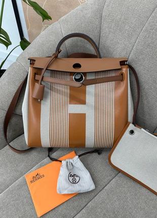 Сумка hermes rojo ерме текстиль и кожа люкс качество полный комплект