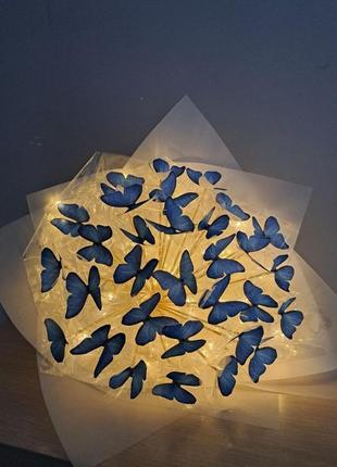Букет з метеликів світиться в темряві подарунок на день народження 8 березня з атласної стрічки мамі дівчині дружині коханій дочці подрузі із бабочек