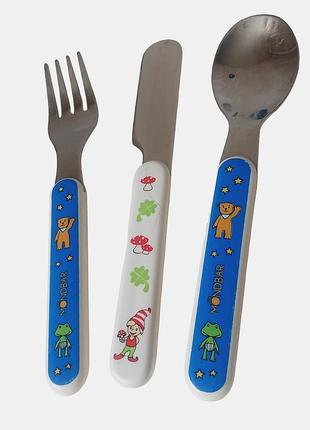 Детский качественный набор для кормления ложка вилка нож1 фото