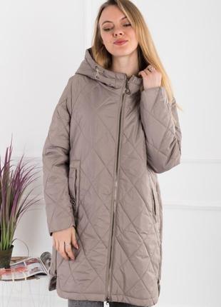 Женская удлиненная куртка курточка длинная пальто весна демисезон стеганная1 фото