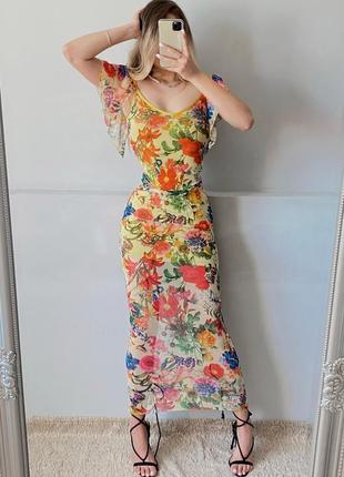 Распродажа платье boohoo сетчатое asos цветочное8 фото