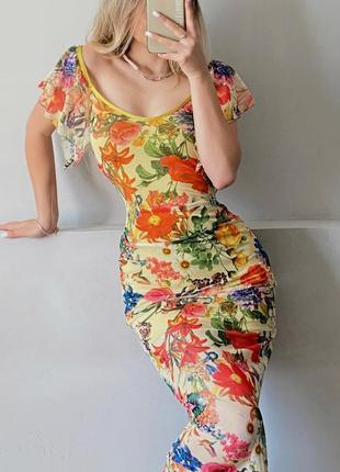 Распродажа платье boohoo сетчатое asos цветочное3 фото