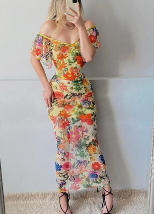 Распродажа платье boohoo сетчатое asos цветочное5 фото