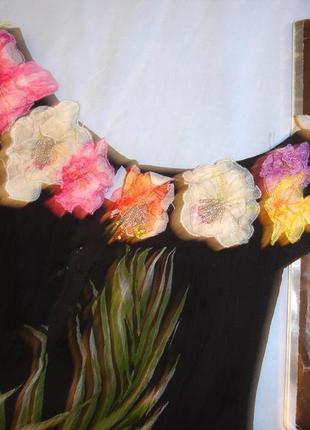 Сукня платье туника летняя размер 48-50 / 14 свободная с цветами нарядная плаття мини8 фото