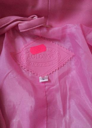 Женский розовый куртка плащ тренч из еко кожи3 фото