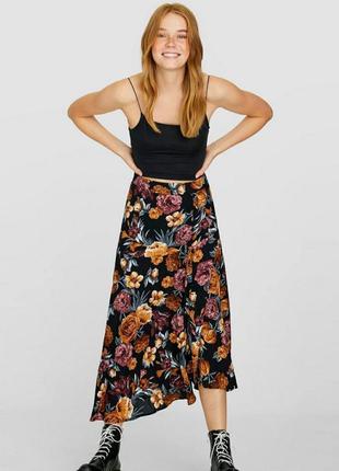 Асимметричная юбка в цветочный принт2 фото