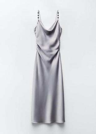 Платье в бельевом стиле со стразами на бретелях м 9196/8452 фото