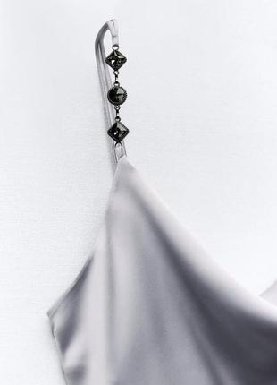 Платье в бельевом стиле со стразами на бретелях м 9196/8456 фото