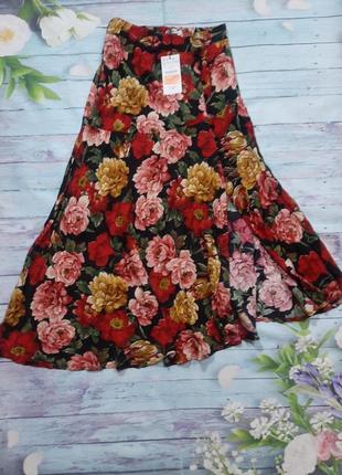 Асиммерическая юбка миди в цветочный принт5 фото